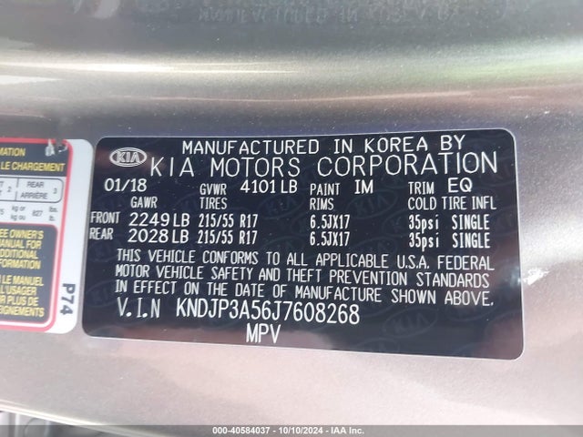 KIA SOUL + 2018 KNDJP3A56J7608268 Image 9