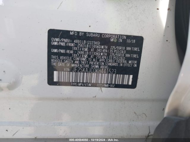 JF2SKAJC0KH441523 Subaru Forester Sport