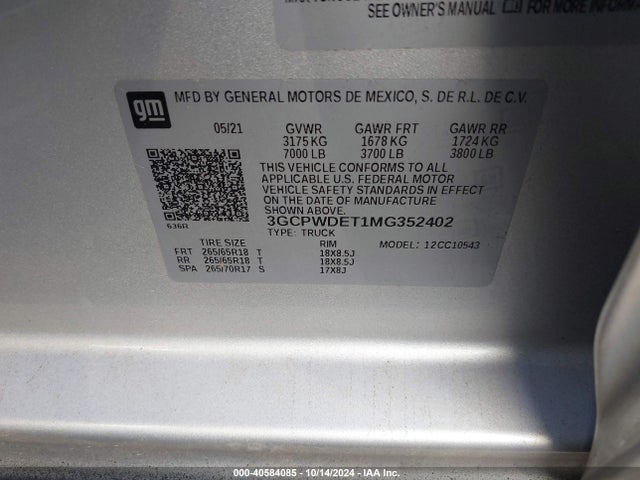 Chevrolet Silverado 1500 2wd  Short Bed Rst 2021 3GCPWDET1MG352402 Image 9
