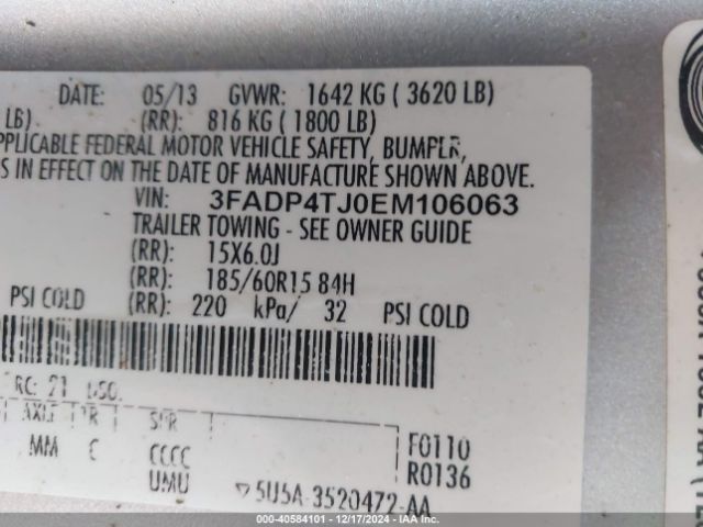3FADP4TJ0EM106063 Ford FIESTA S