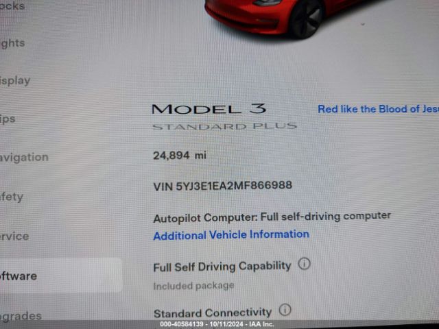 5YJ3E1EA2MF866988 Tesla Model 3 Standard Range Plus Rear-wheel Drive