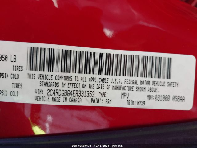 2C4RDGBG4ER331353 Dodge Grand Caravan Se 30th Anniversary