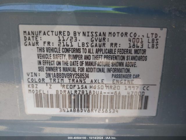 3N1AB8DV8RY258534 Nissan Sentra Sr Xtronic Cvt