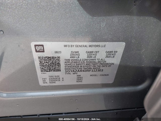 1GYAZAR43RF112303 Cadillac Xt4 Fwd Luxury
