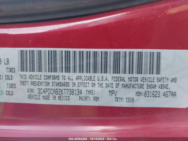 3C4PDCAB2KT738134 Dodge Journey Se Value Package