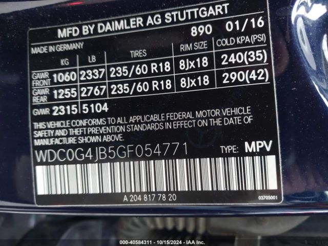 WDC0G4JB5GF054771 Mercedes-Benz GLC 300