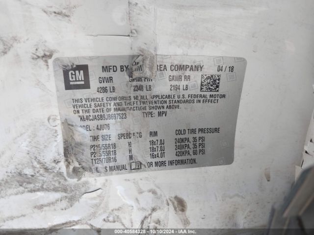 KL4CJASB9JB697523 Buick Encore Preferred