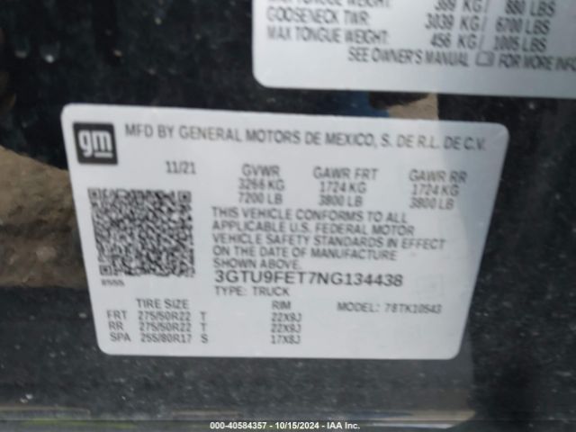 3GTU9FET7NG134438 GMC Sierra 1500 Limited 4wd  Short Box Denali