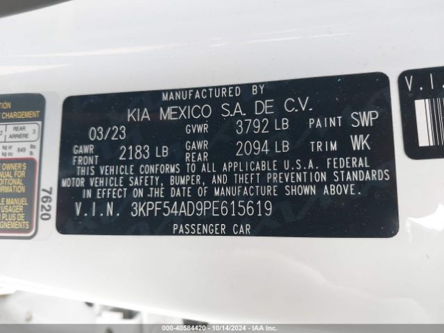 3KPF54AD9PE615619 KIA Forte Gt-line