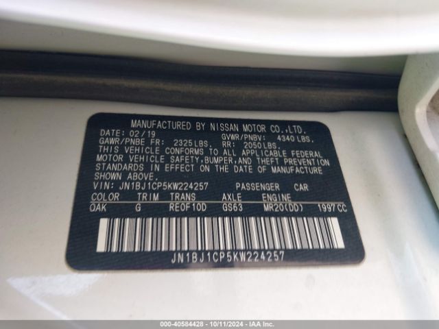 JN1BJ1CP5KW224257 Nissan Rogue Sport S