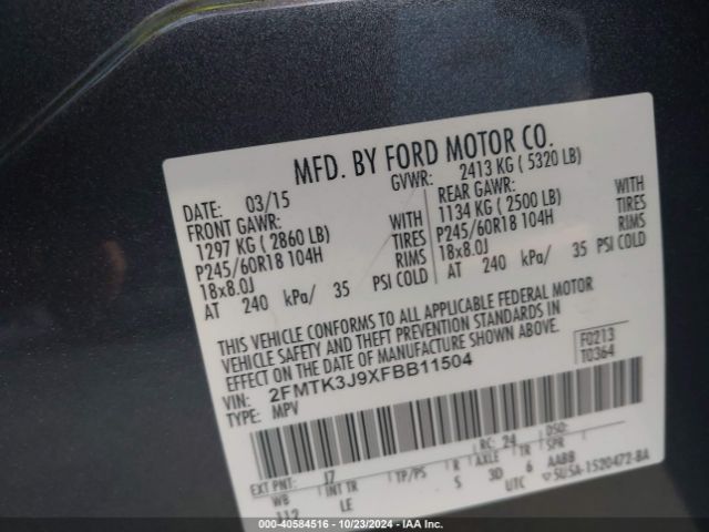 2FMTK3J9XFBB11504 Ford EDGE SEL