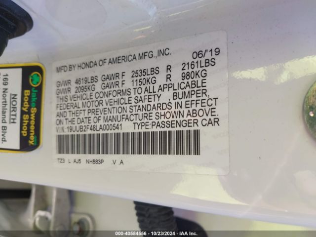 19UUB2F48LA000541 Acura Tlx Tech Package