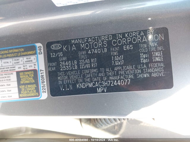 KIA Sportage Lx 2017 KNDPMCAC3H7244077 Image 9