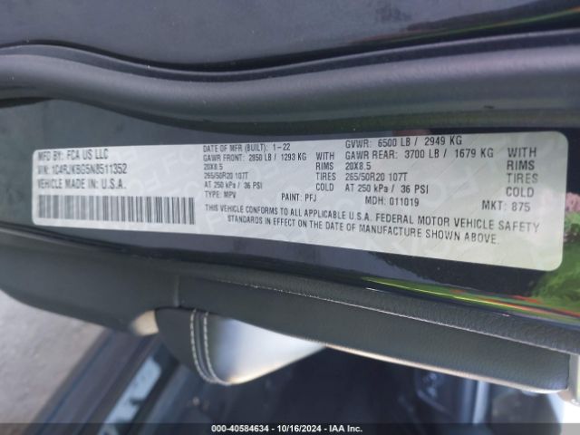 1C4RJKBG5N8511352 Jeep Grand Cherokee L Limited 4x4
