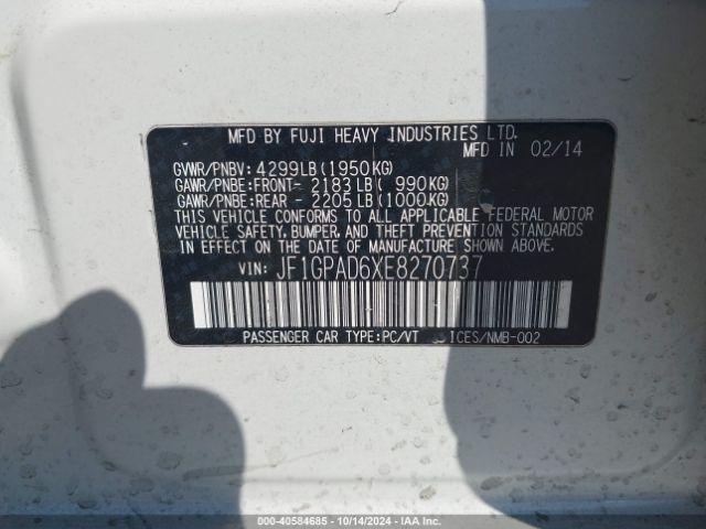 JF1GPAD6XE8270737 Subaru Impreza 2.0i Premium
