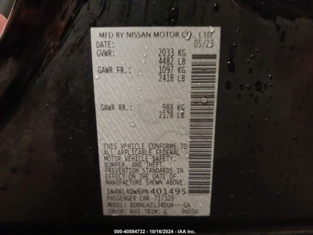 1N4BL4DW6PN401495 Nissan Altima Sv Intelligent Awd