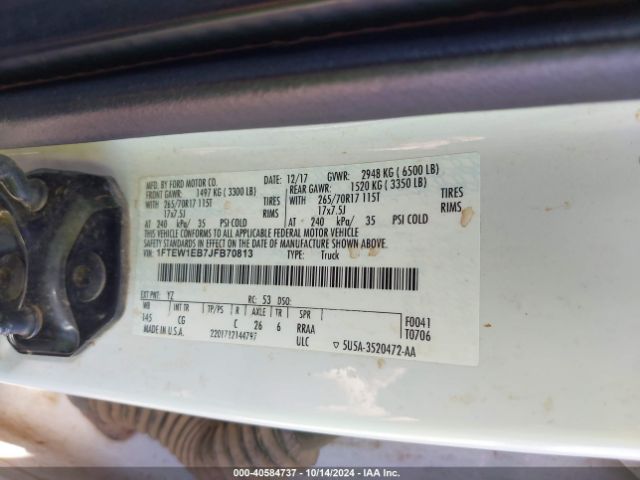 1FTEW1EB7JFB70813 Ford F-150 Xl