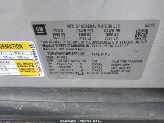 1GNKRFED6FJ369081 Chevrolet Traverse Ls