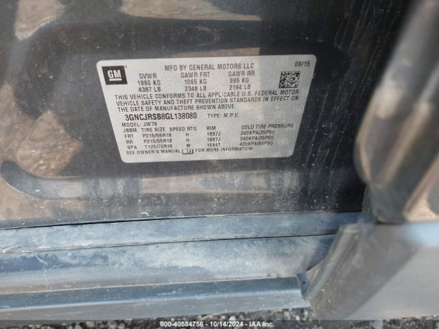 3GNCJRSB8GL138080 Chevrolet TRAX LTZ