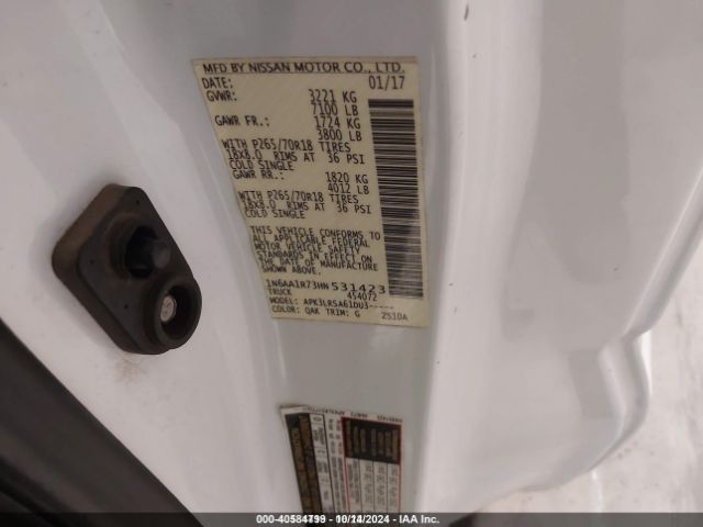 1N6AA1R73HN531423 Nissan TITAN S