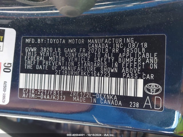 Toyota COROLLA LE 2019 2T1BURHEXKC164723 Image 9