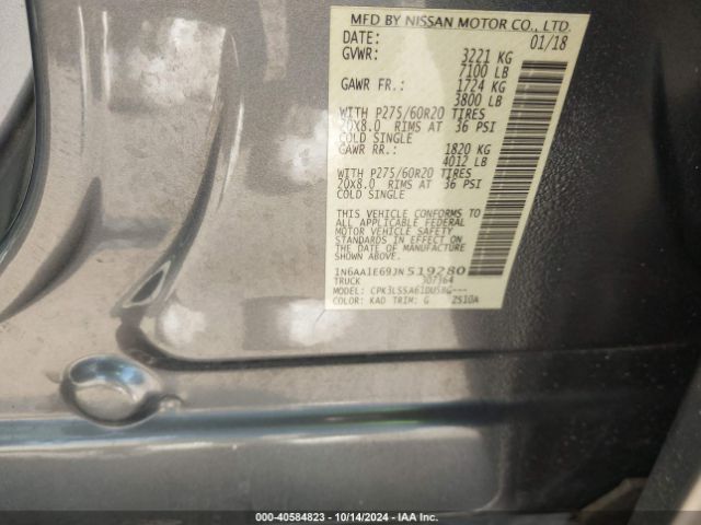 1N6AA1E69JN519280 Nissan TITAN SV