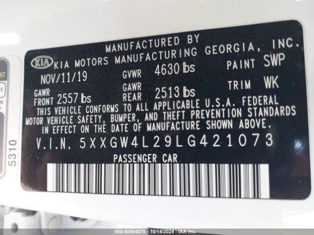 5XXGW4L29LG421073 KIA Optima Sx Turbo