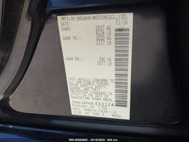 Nissan Altima 2.5 Sr 2016 1N4AL3APXGN333124 Image 9