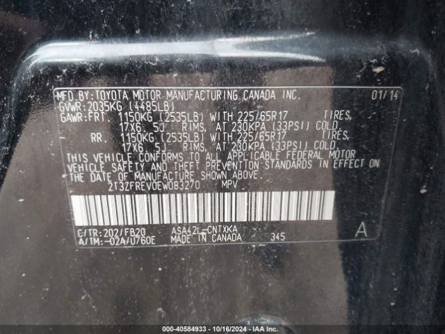 2T3ZFREV0EW083270 Toyota RAV4 LE