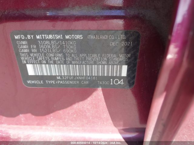 ML32FUFJXNHF04181 Mitsubishi Mirage G4 Black Edition