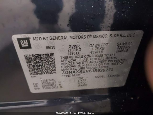 3GNAXSEV6JS638271 Chevrolet EQUINOX LT