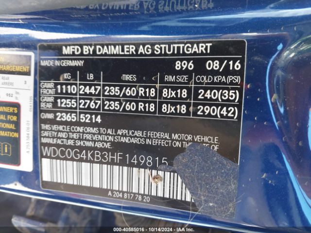 WDC0G4KB3HF149815 Mercedes-Benz Glc 300 4matic