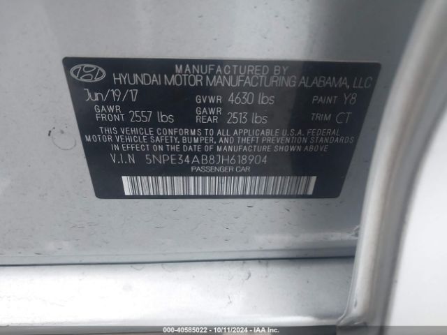 5NPE34AB8JH618904 Hyundai Sonata Sport 2.0t