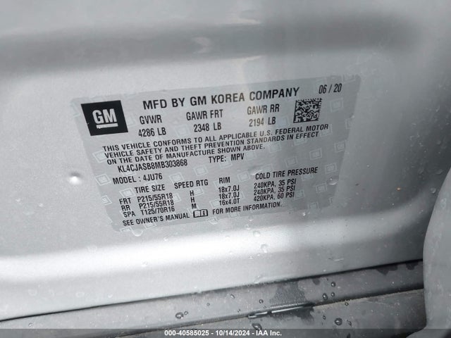 KL4CJASB8MB303868 Buick Encore Fwd Preferred