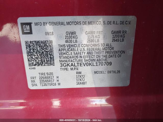 3GKALTEV0KL170709 GMC Terrain Sle