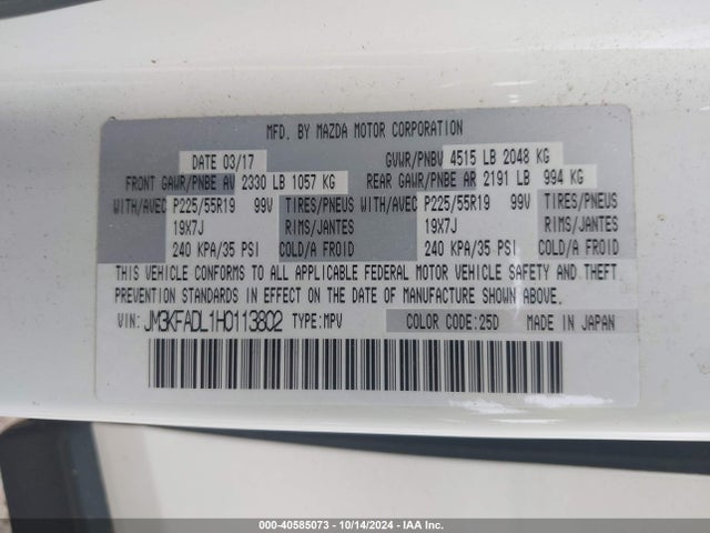 Mazda Cx-5 Grand Touring 2017 JM3KFADL1H0113802 Image 9