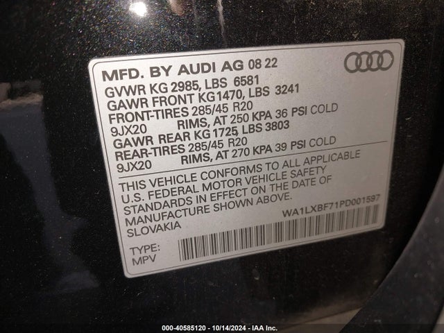 WA1LXBF71PD001597 Audi Q7 Premium Plus 55 Tfsi Quattro Tiptronic