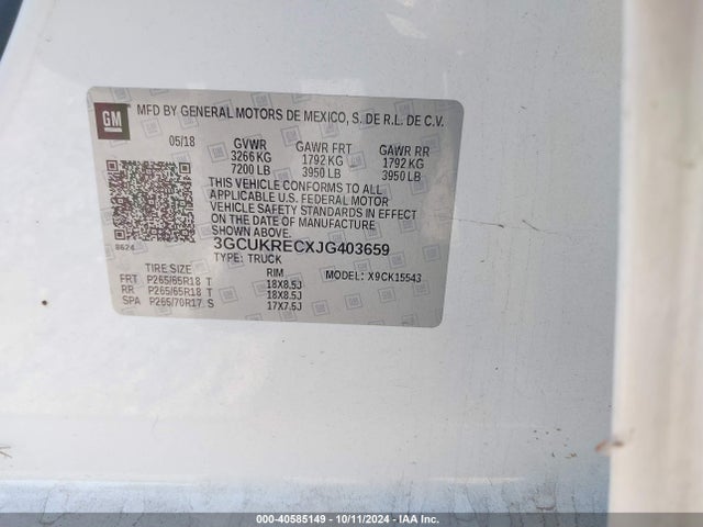 Chevrolet Silverado 1500 1lt 2018 3GCUKRECXJG403659 Image 9