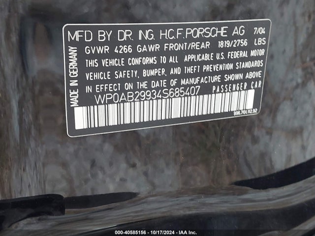 2004 PORSCHE 911 WP0AB29934S685407 Photo 8