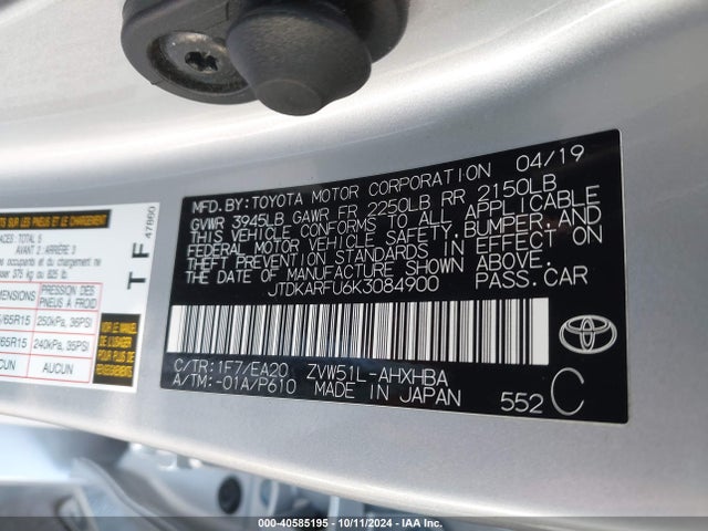 Toyota PRIUS XLE 2019 JTDKARFU6K3084900 Image 9