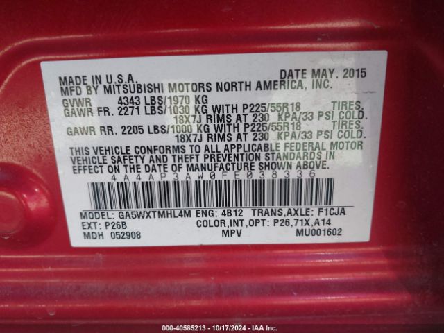 2015 MITSUBISHI OUTLANDER SPORT 4A4AP3AW0FE038336 Photo 8