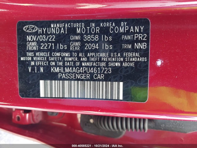 Hyundai ELANTRA SEL 2023 KMHLM4AG4PU461723 Image 9