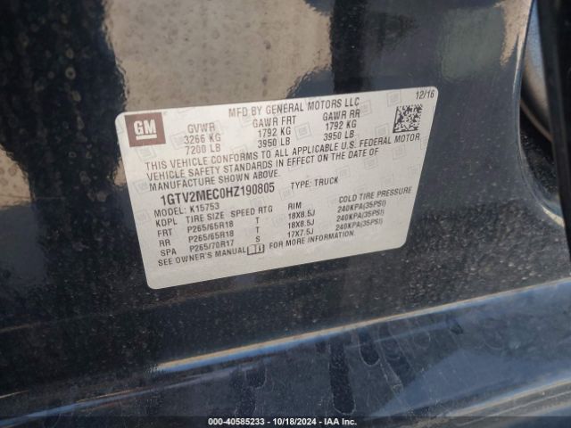 1GTV2MEC0HZ190805 GMC Sierra 1500 Sle