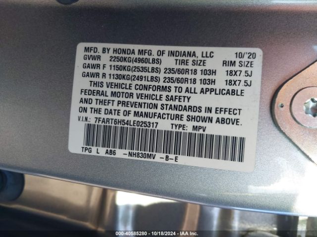 7FART6H54LE025317 Honda Cr-v Hybrid Ex