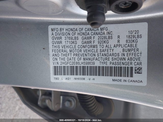 Honda Civic Sport 2020 2HGFC2E86LH598639 Image 9