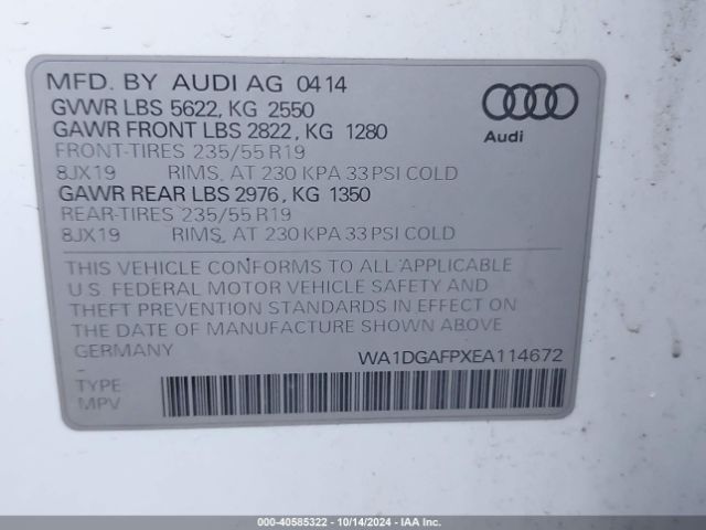 WA1DGAFPXEA114672 Audi Q5 3.0t Premium Plus