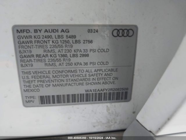 WA1EAAFY2R2082508 Audi Q5 Premium Plus 45 Tfsi S Line Quattro
