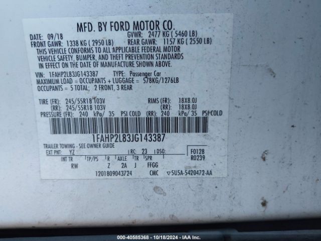 1FAHP2L83JG143387 Ford Police Interceptor