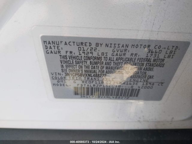 3N1CP5BVXNL488272 Nissan Kicks S Xtronic Cvt