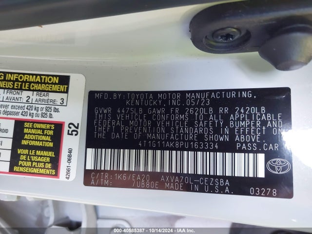 Toyota CAMRY SE 2023 4T1G11AK8PU163334 Image 9